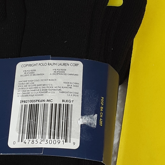 POLO RALPH LAUREN 6-Pack Crew Socks - Picture 7 of 7